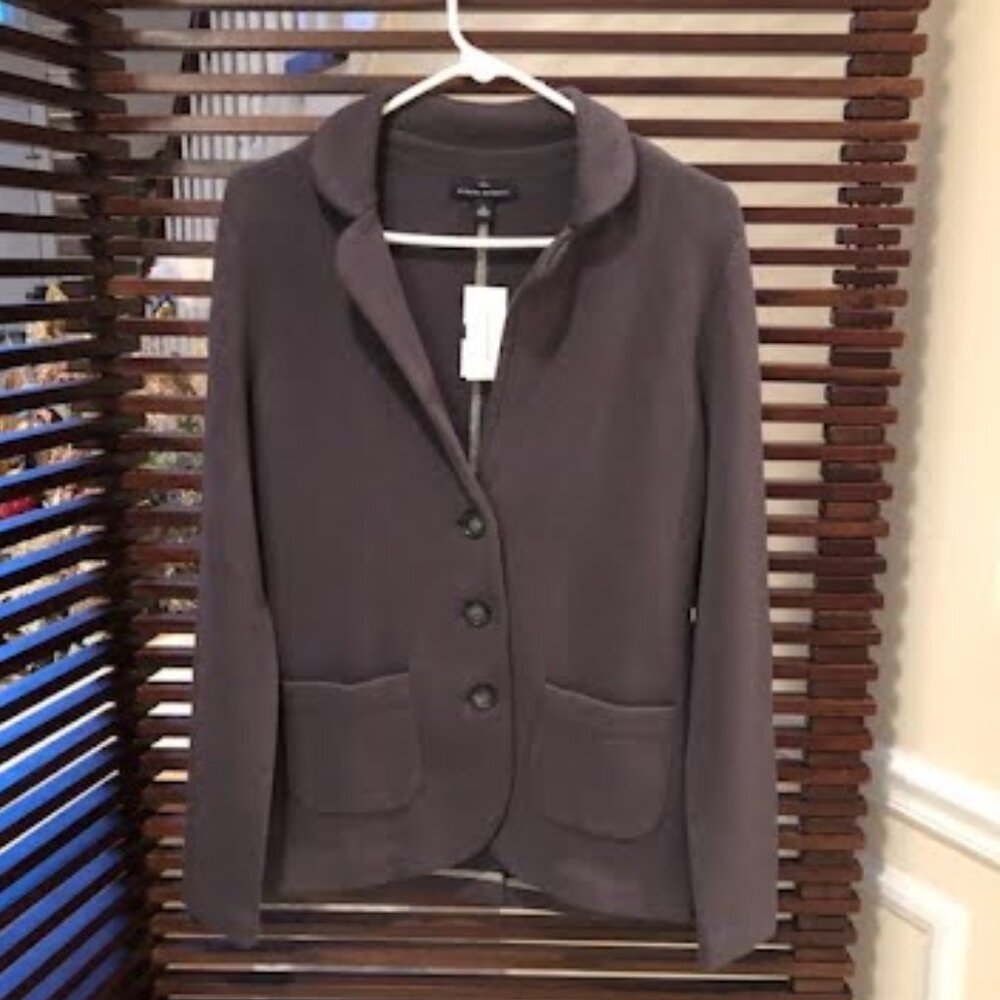SOLD Banana Republic Wool Blend Knit Three Button Sweater Blazer Dark Periwinkle